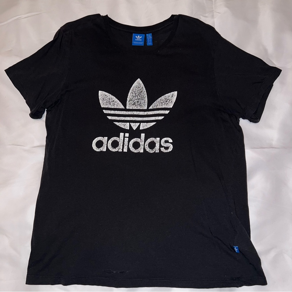 Adidas Black Tee with White Trefoil Logo